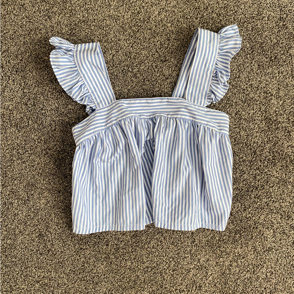 Striped Blue and White Off-Shoulder Top